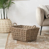 Tobs Grey Kubu Rattan Rectangular Storage Basket Large