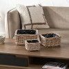 Tobs S/3 Indoor Outdoor Grey Kubu Rattan Square Basket Planters
