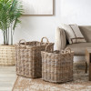 Tobs S/2 Grey Rattan Square Log Baskets