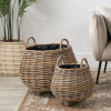 Tobs S/2 Indoor Outdoor Grey Kubu Rattan Bulbous Basket Planters