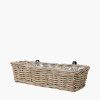 Tobs Indoor Outdoor Grey Kubu Rattan Wall Hanging Trough - Large