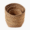 S/3 Seagrass and Water Hyacinth Natural Tall Round Baskets