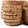 S/3 Water Hyacinth Round Striped Round Baskets