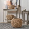 Tobs S/3 Seagrass and Palm Leaf Natural Striped Round Baskets
