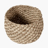 S/3 Seagrass and Palm Leaf 2-Tone Natural Plaited Round Baskets