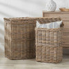 Tobs S/2 Grey Kubu Rectangular Linen Baskets with Handles