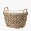Brown Rattan Oval Handled Laundry Basket