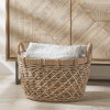 Brown Rattan Oval Handled Laundry Basket