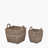 S/2 Grey Kubu Graduated Square Storage Baskets