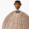 Raffles Large Rattan Cream Wash Table Lamp Base with Amelia 40cm Natural Linen Hard Pleat Tapered Lampshade