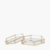 S/2 Gold Metal and Mirror Hexagonal Trays