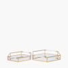 S/2 Gold Metal and Mirror Hexagonal Trays