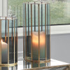 Brass Metal and Smoked Glass Panelled Tall Hurricane