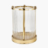 Gold Metal and Clear Glass Rod Hurricane Large