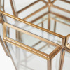 Shiny Brass Metal and Glass Hexagon Wide Lantern