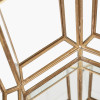 Shiny Brass Metal and Glass Hexagon Wide Lantern