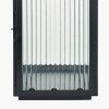 S/2 Black Metal and Ribbed Glass Lanterns