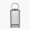 Shiny Nickel Large Lantern with Ribbed Glass