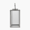 Silver Metal and Ribbed Glass Lantern Large