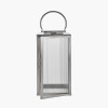 Silver Metal and Ribbed Glass Lantern Large