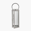 Silver Metal and Ribbed Glass Lantern Small