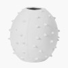 Matt White Metal Vase with Bobbles