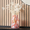 Red and White Tortoiseshell Glass Vase Tall