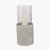 Stone Grey Metal and Clear Glass Hurricane