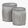 S/2 Galvanised Zinc Barrel Planters