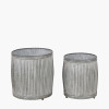 S/2 Galvanised Zinc Barrel Planters