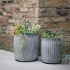 S/2 Galvanised Zinc Barrel Planters