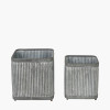 S/2 Galvanised Zinc Square Planters