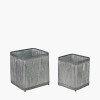 S/2 Galvanised Zinc Square Planters