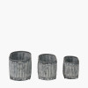 S/3 Galvanised Zinc Oval Planters