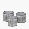 S/3 Galvanised Zinc Round Planters