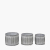 S/3 Galvanised Zinc Round Planters
