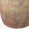 Rustic Brown Fibrestone Vertical Ribbed Decorative Vase Tall