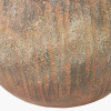 Rustic Brown Fibrestone Vertical Ribbed Decorative Vase Round