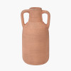 Natural Textured Terracotta Decorative Vase with Handles Large