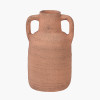 Natural Textured Terracotta Decorative Vase with Handles Medium