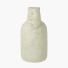 White Textured Terracotta Decorative Vase with Handles Large