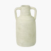 White Textured Terracotta Decorative Vase with Handles Large