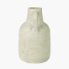 White Textured Terracotta Decorative Vase with Handles Medium
