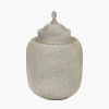 Raj Stone Grey Hammered Metal Urn Vase with Lid