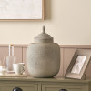 Raj Stone Grey Hammered Metal Urn Vase with Lid