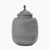 Raj Charcoal Grey Hammered Metal Urn Vase with Lid