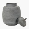 Raj Charcoal Grey Hammered Metal Urn Vase with Lid