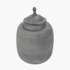 Raj Charcoal Grey Hammered Metal Urn Vase with Lid