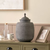 Raj Charcoal Grey Hammered Metal Urn Vase with Lid