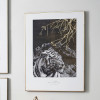 Monochrome Tiger Print with Gold Detail and Black Frame